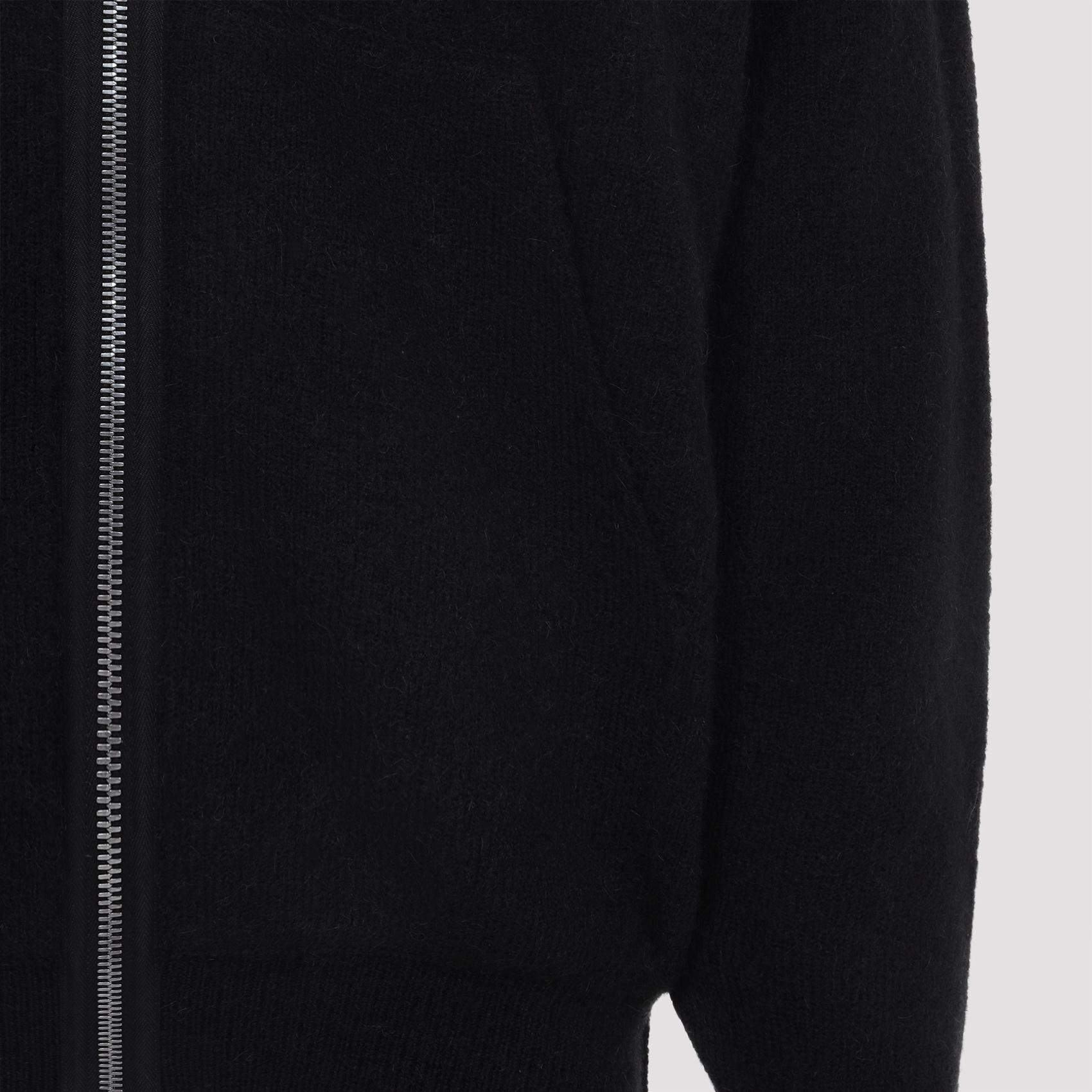 Rick Owens Oversized Black Knit Sweatshirt With Full Zip In Black