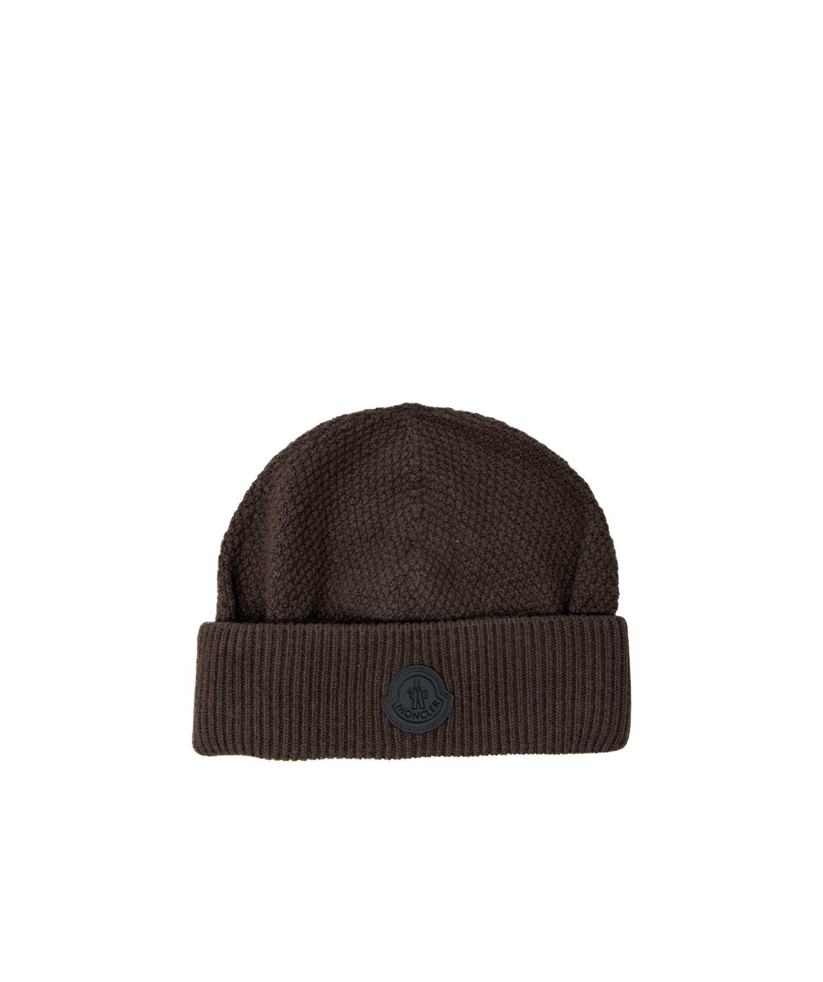 Moncler Logo-patch Ribbed-brim Beanie In Black