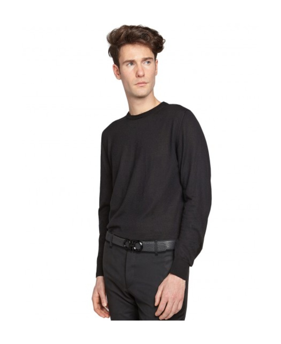 Ferragamo Double Gancio Buckle Belt In Black