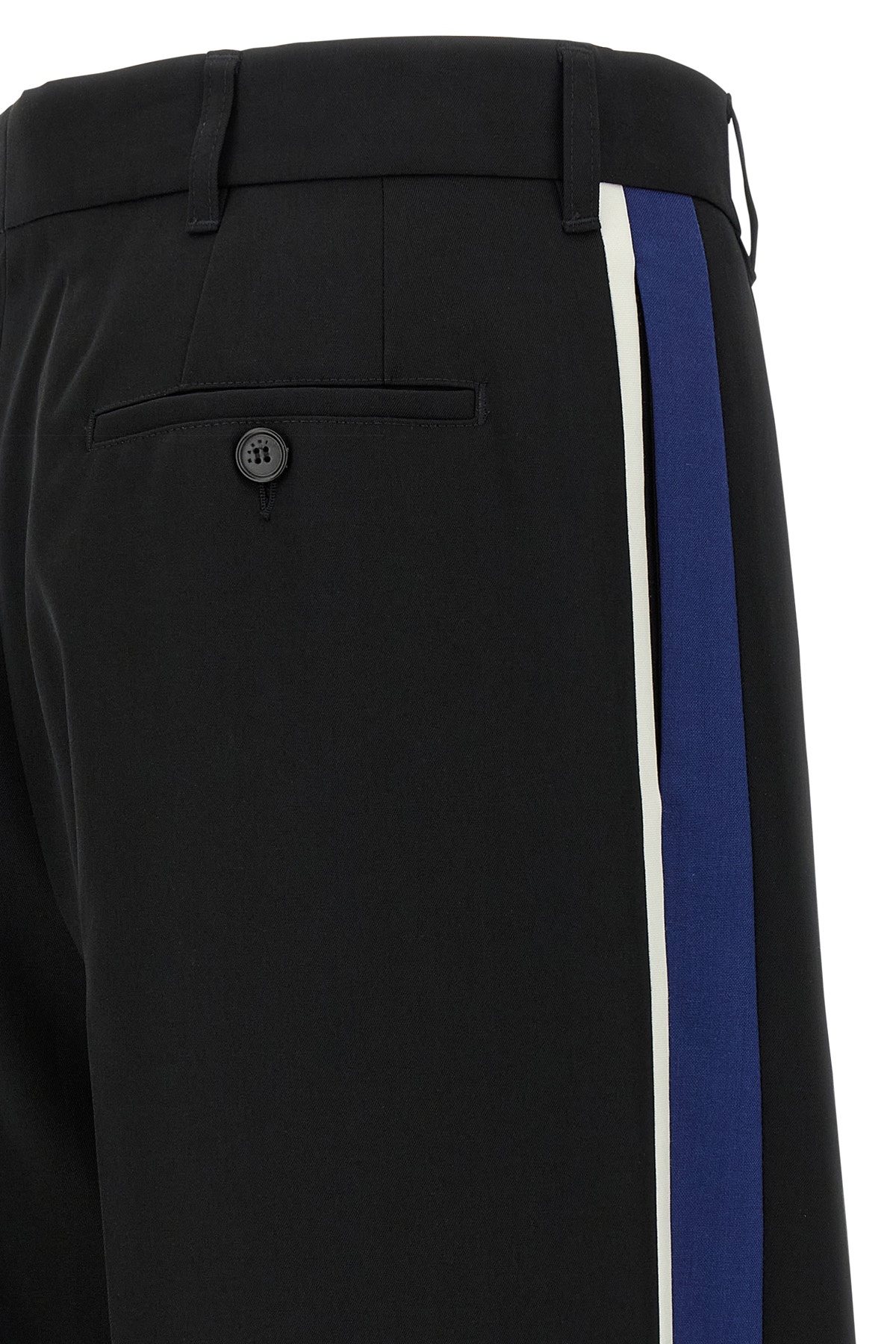 Marni Wool Trousers With Pleated Front And Side Stripe In Black