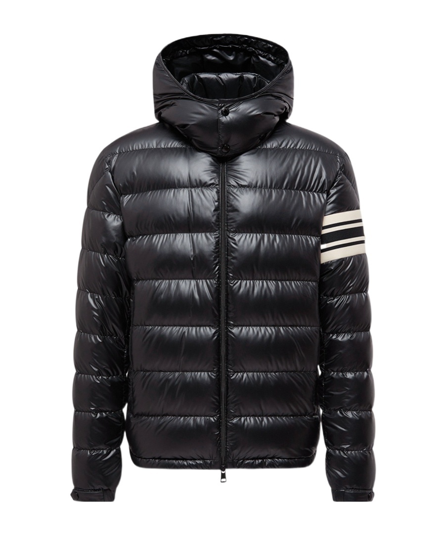 Moncler Men Landre Down Jacket With Contrasting Detail In Black