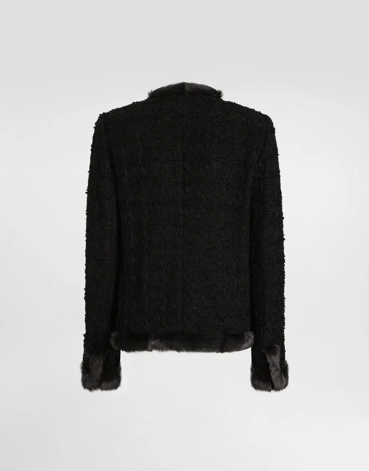 Dolce & Gabbana Fur-trimmed Tweed Jacket In Black