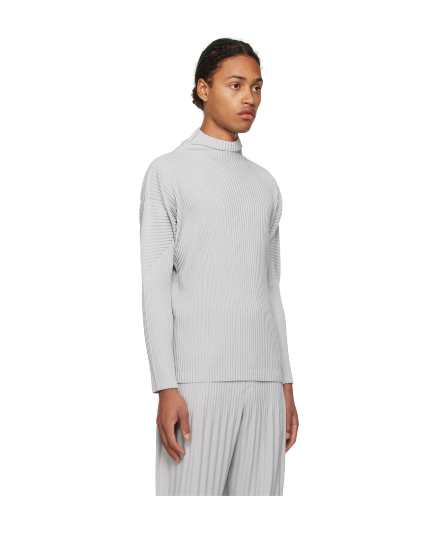 Issey Miyake Plissé-effect Mock-neck T-shirt In White