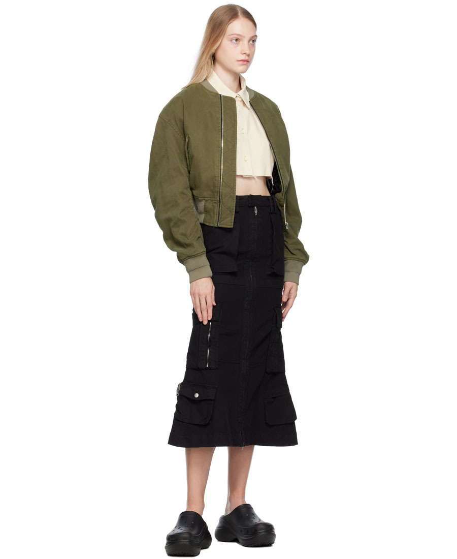 We11 Done Zipper Casual Jacket In Green