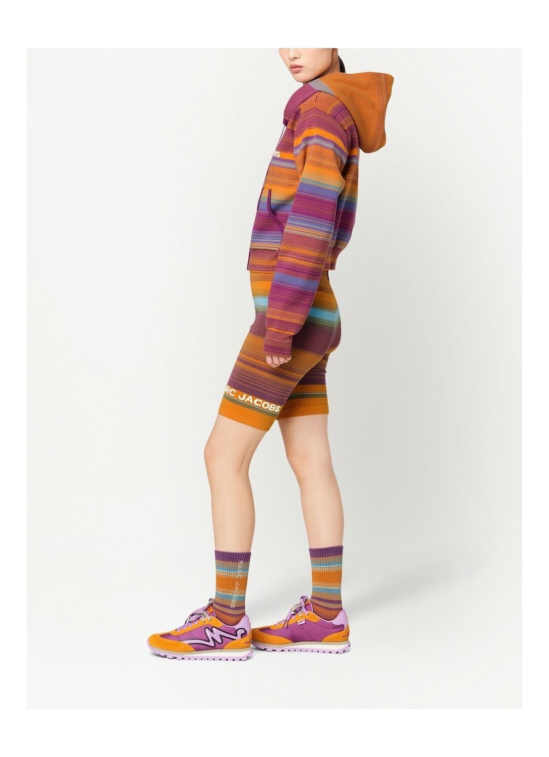 Marc Jacobs Short Zipper With Hat Casual Coat In Multicolor