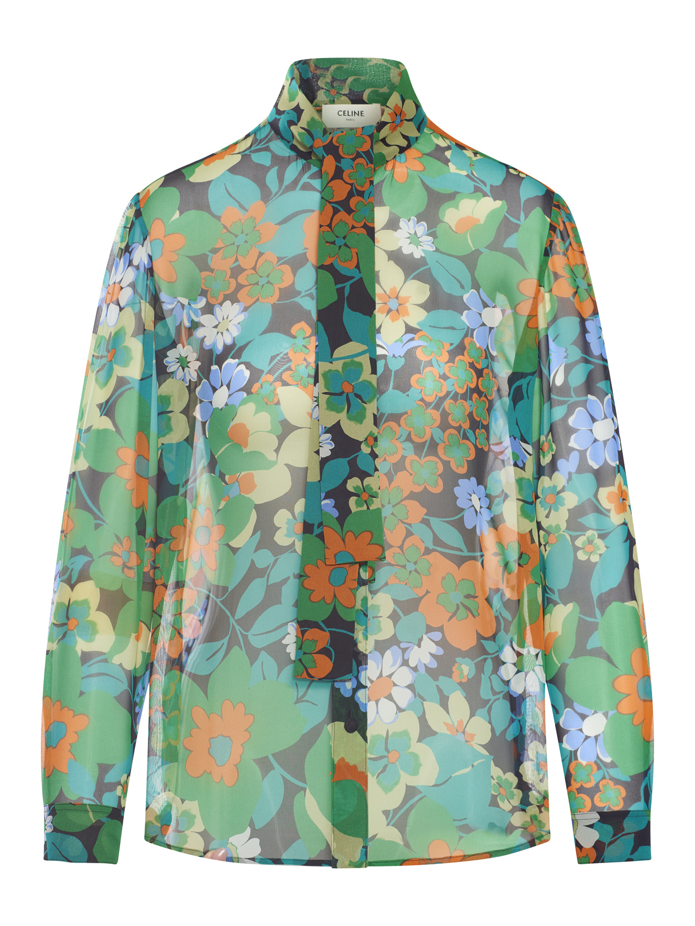 Celine Printed Silk Shirt In Black