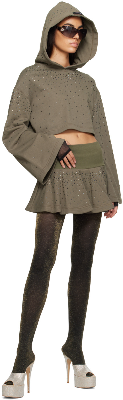 Blumarine Rhinestone Mini Skirt In Black