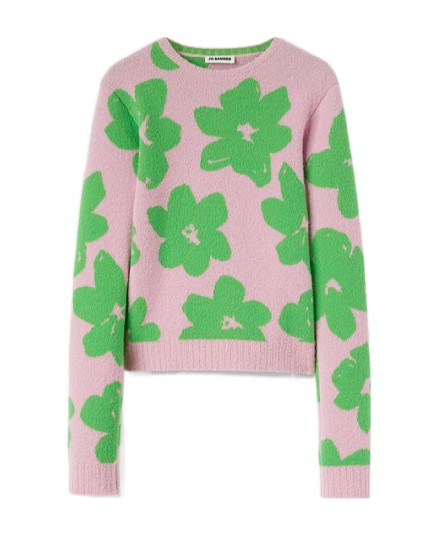 Jil Sander Floral Wool-blend Sweater In Pink