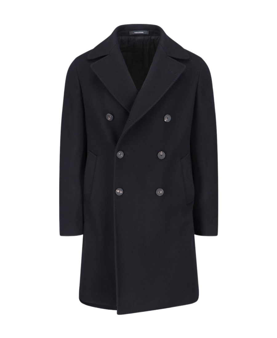Tagliatore Notched-lapels Double-breasted Coat In Black