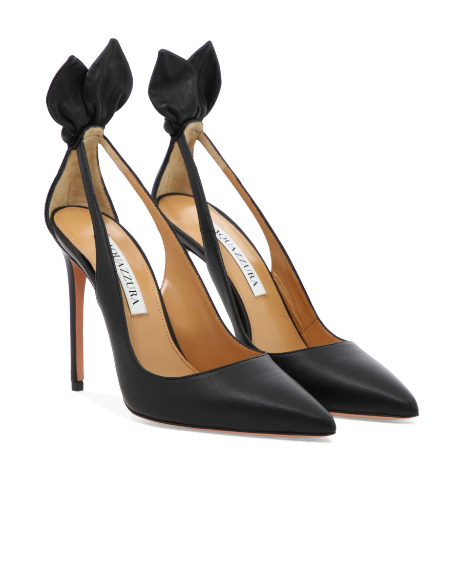 Aquazzura Black Leather Bow Tie Pump 105 Pumps In Black