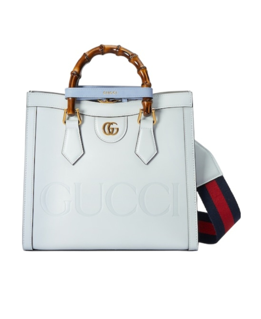 Gucci Diana Leather Tote Bag In Blue