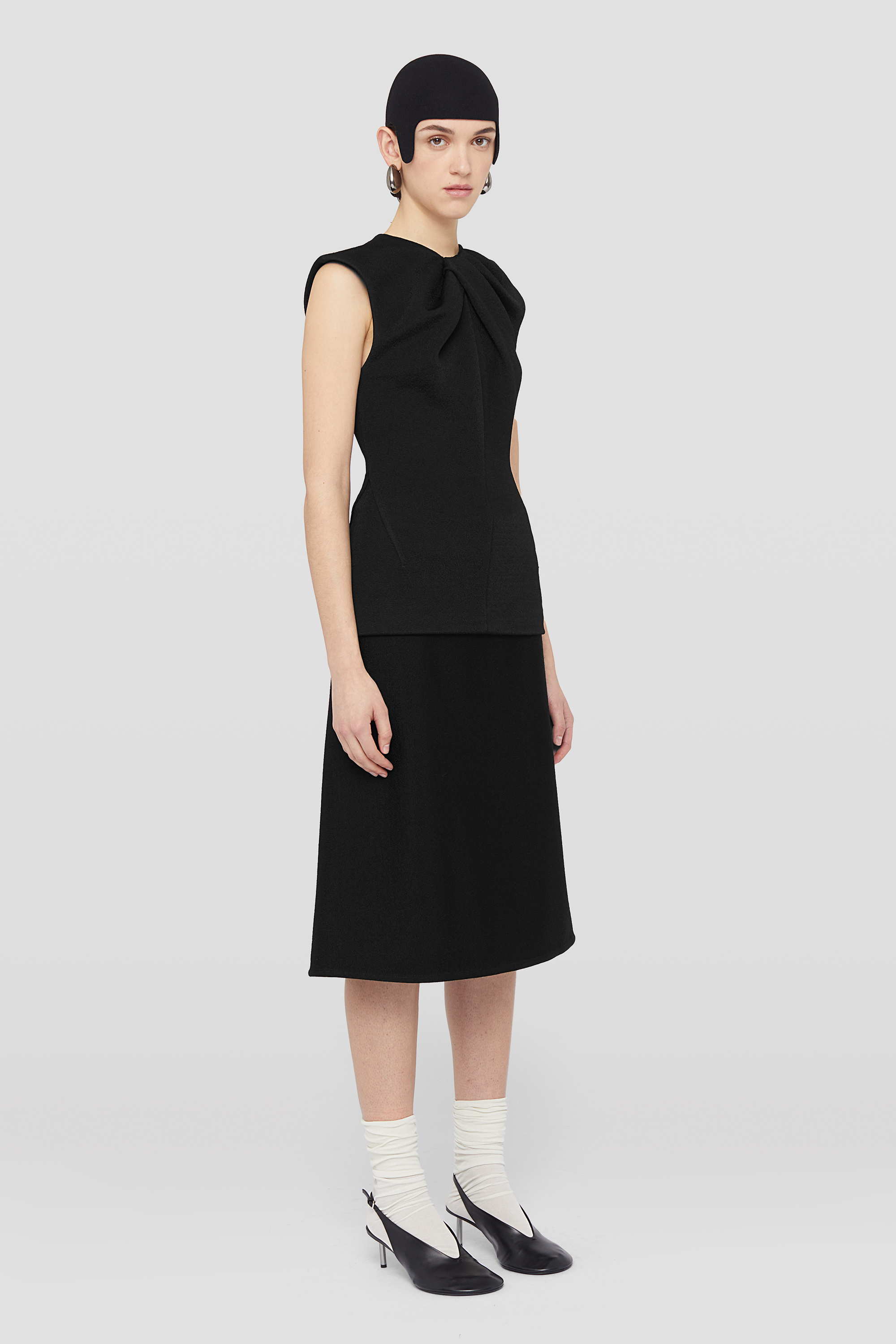 Jil Sander Sleeveless Shirt With Self-tie Detailing In Black