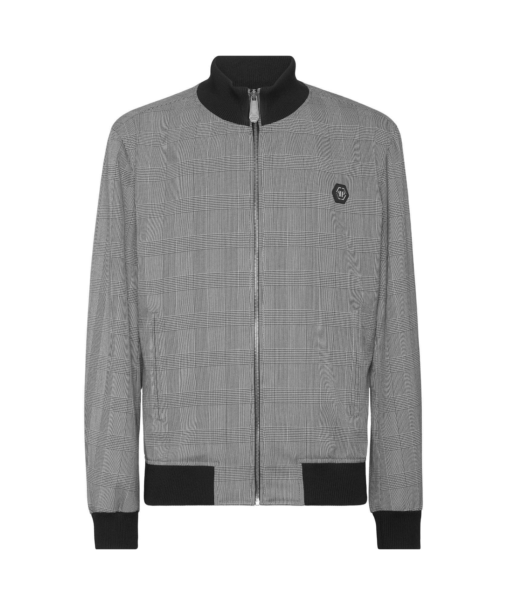 Philipp Plein Checkered Bomber Jacket In Gray