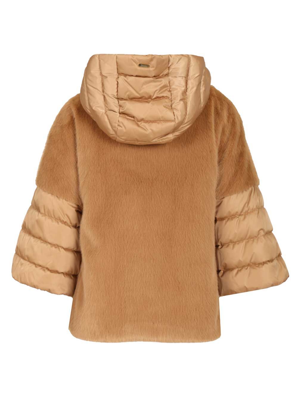 Herno Velvet Padded Down Jacket Coats Beige In Brown