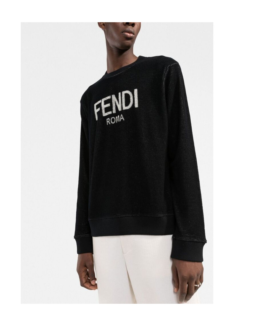 Fendi Logo-print Fleece Sweatshirt In Black