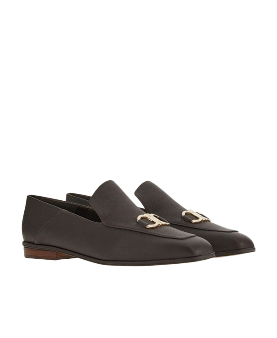 Ferragamo Logo Flat-bottomed Love Shoes In Black