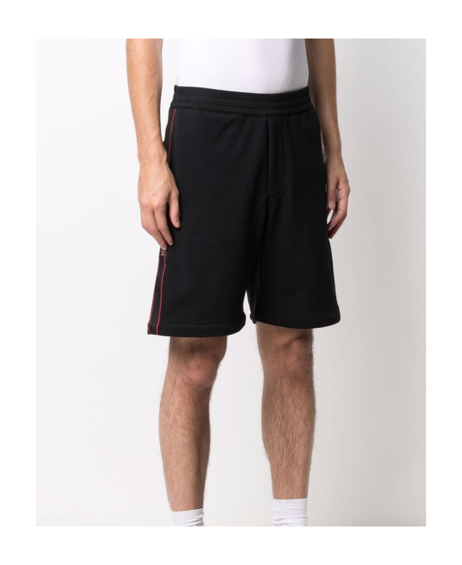 Alexander Mcqueen Logo Tape Cotton Sweat Shorts In Black