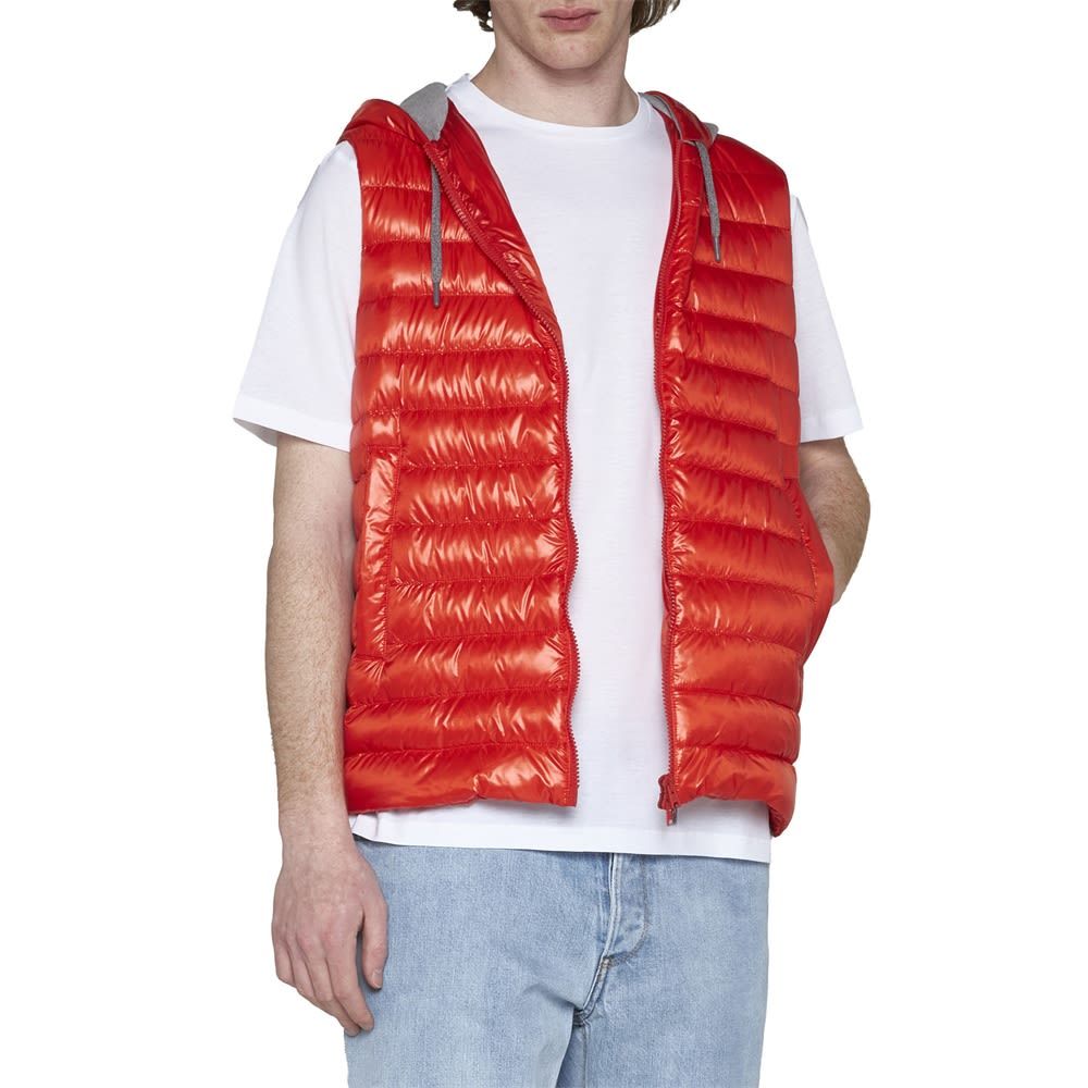 Herno Padded Hooded Gilet In Red