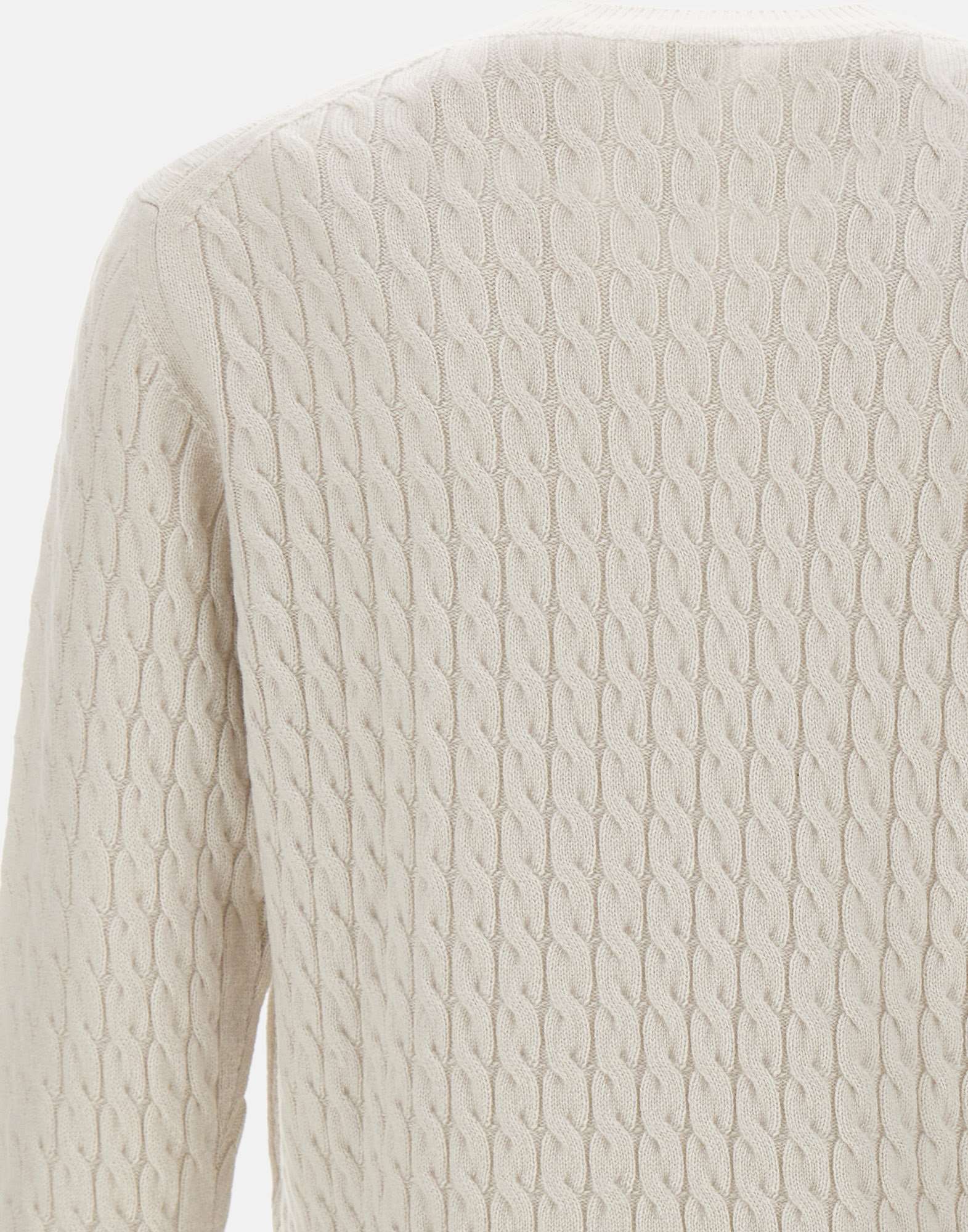 Eleventy Cable-knit Ribbed-edge Sweater In White