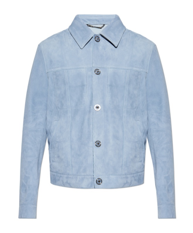 Versace Medusa-plaque Button-up Jacket In Blue