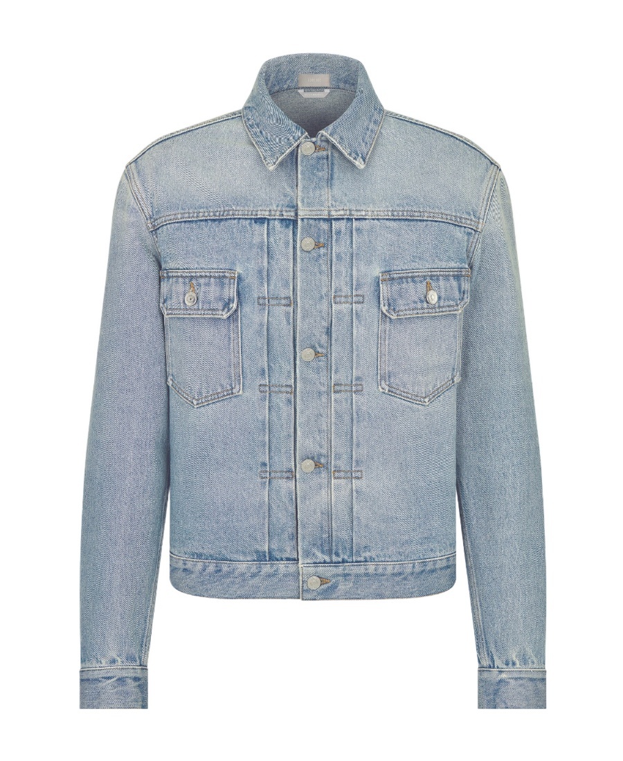Dior Button Long-sleeved Denim Jacket In Gray