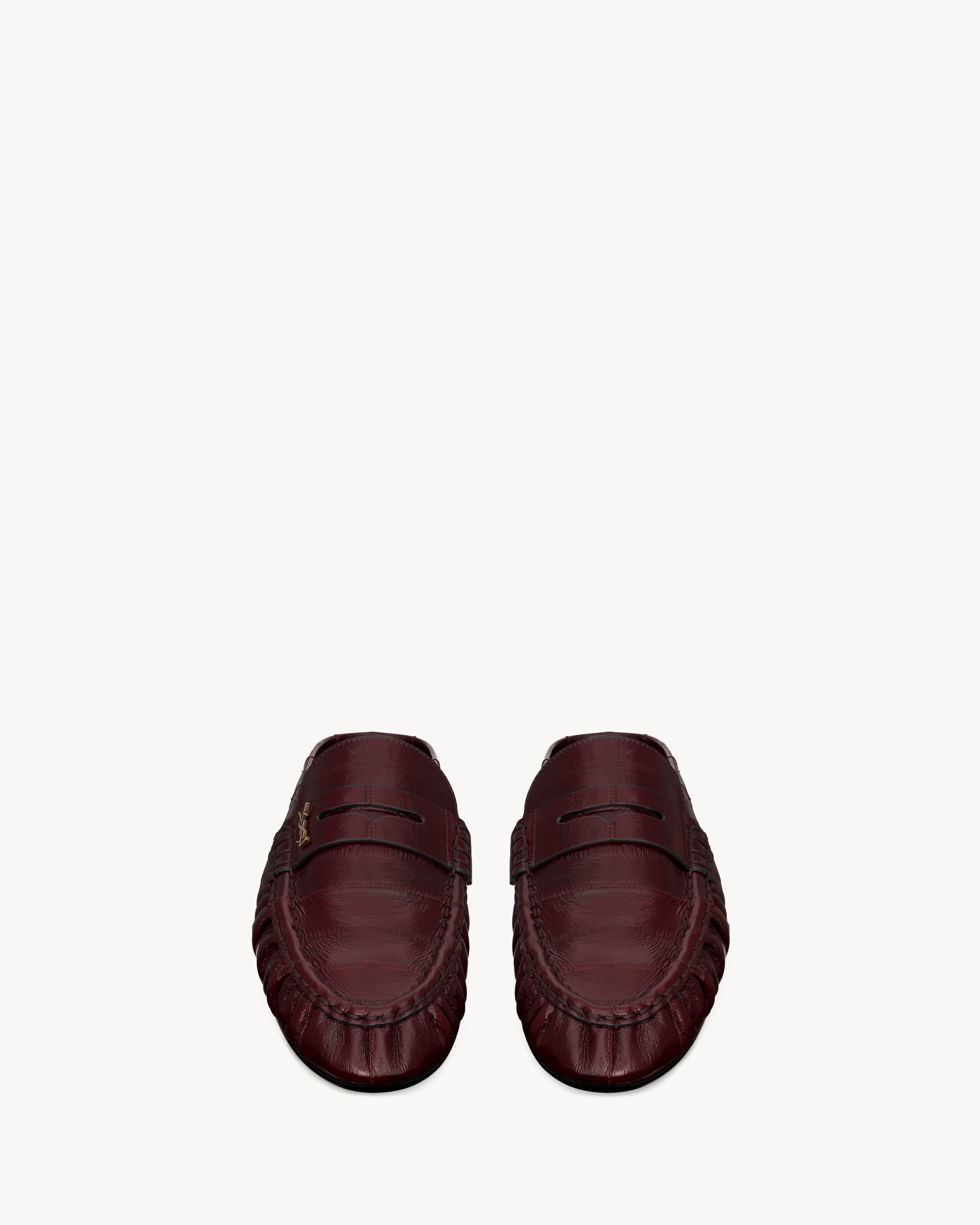 Saint Laurent Le Loafer Mules In Eel In Burgundy