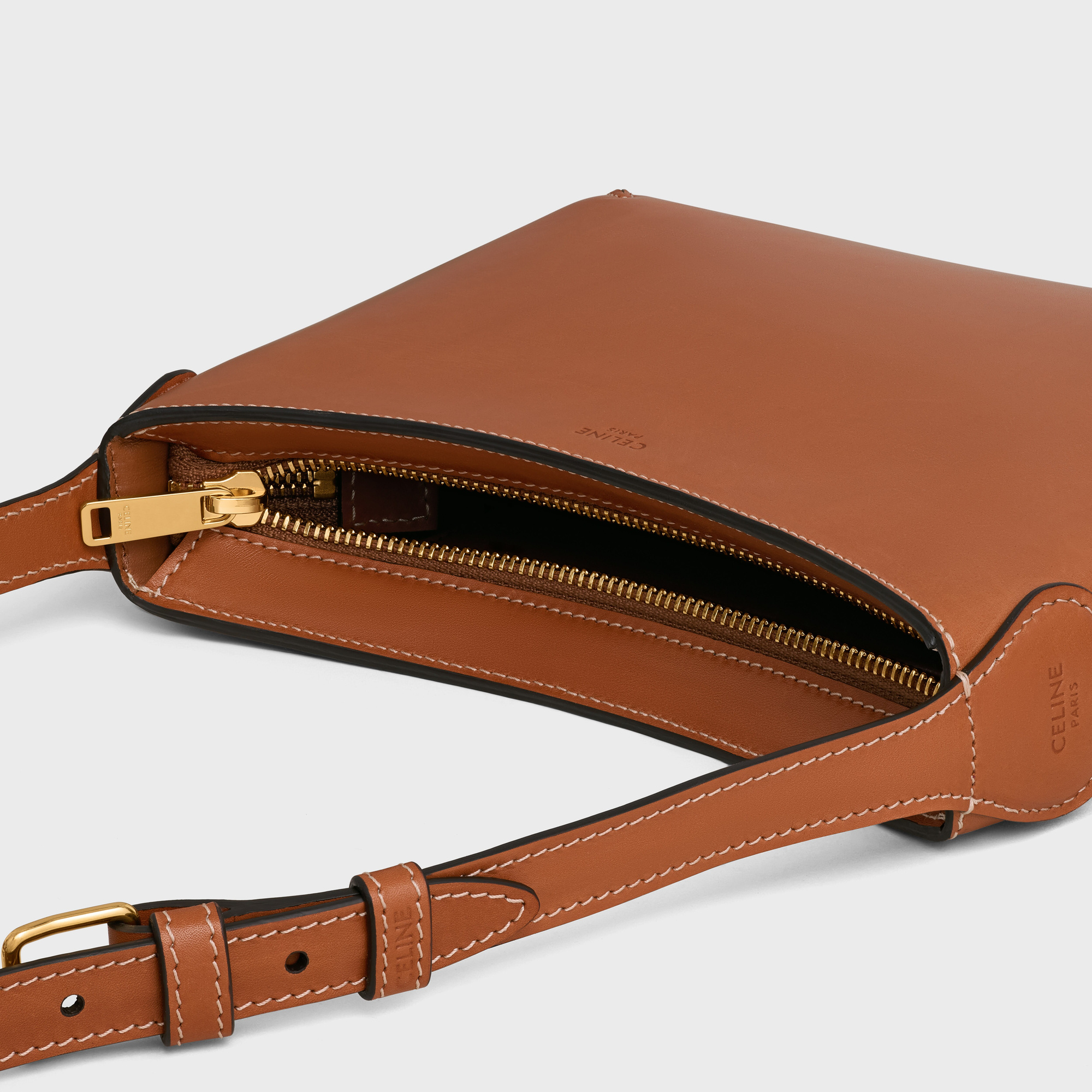 Celine Logo Shoulder Bag In Brown