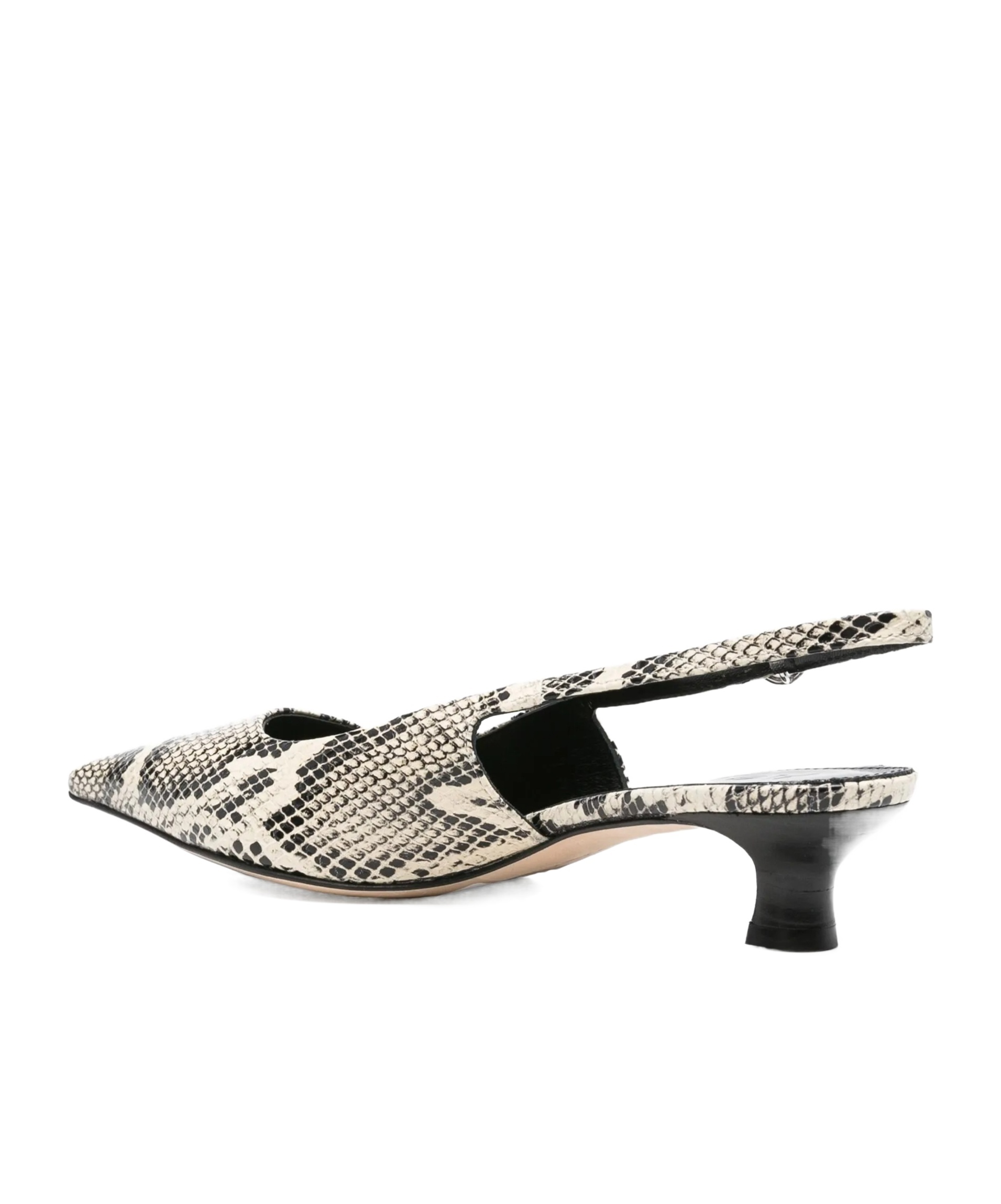 Aeyde Catrina Snake Print Calf Leather Creamy Shoes In Black