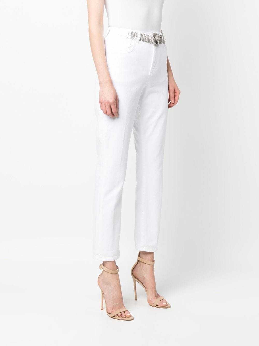 Liu •jo Detachable-belt Cropped Jeans In White