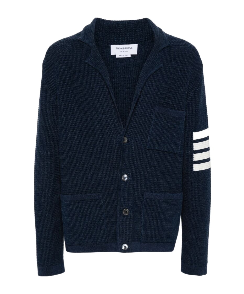Thom Browne Notched-lapels Drop-shoulder Cardigan In Black