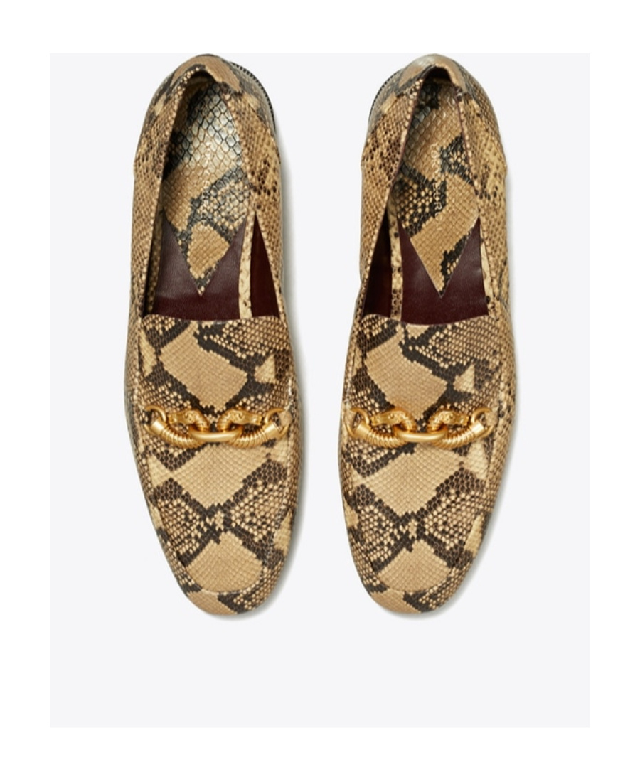 Tory Burch Jessa Snakeskin Leather Loafers In Nude