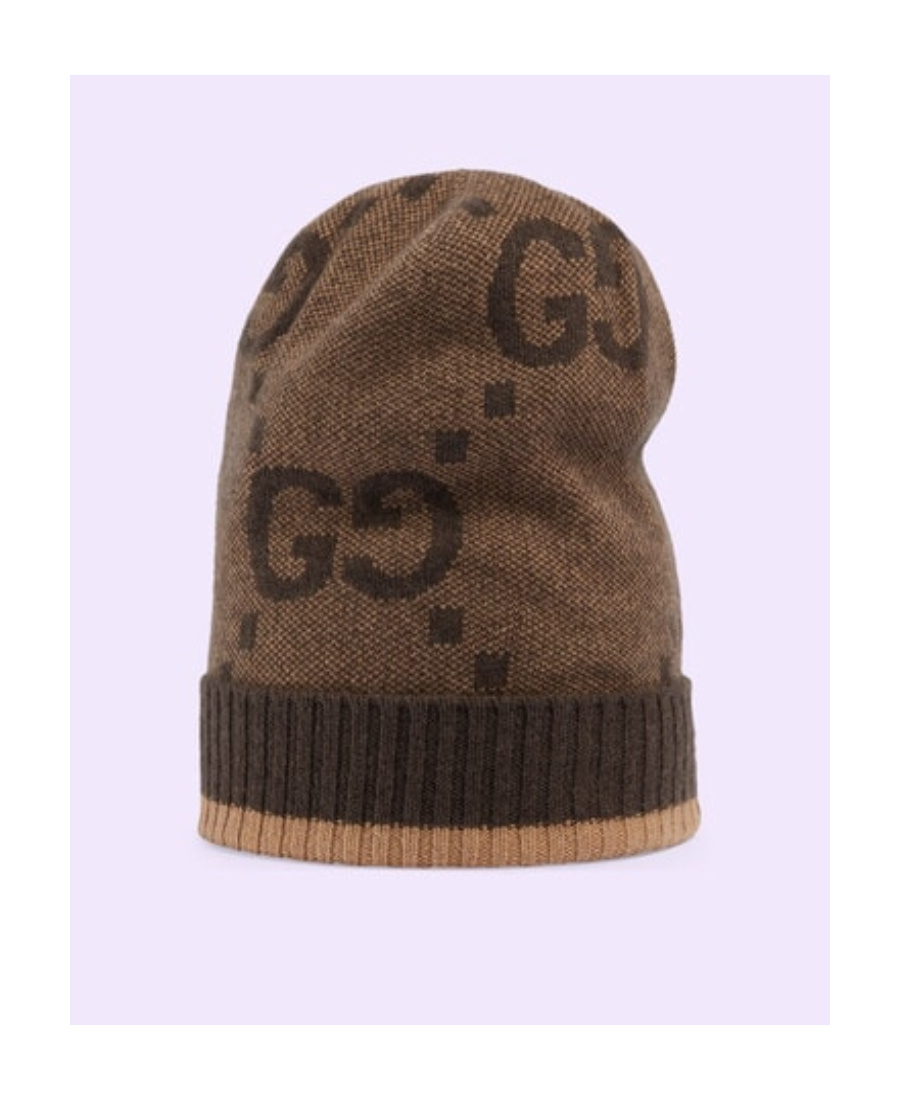 Gucci Intarsia-knit Logo Hat In Brown