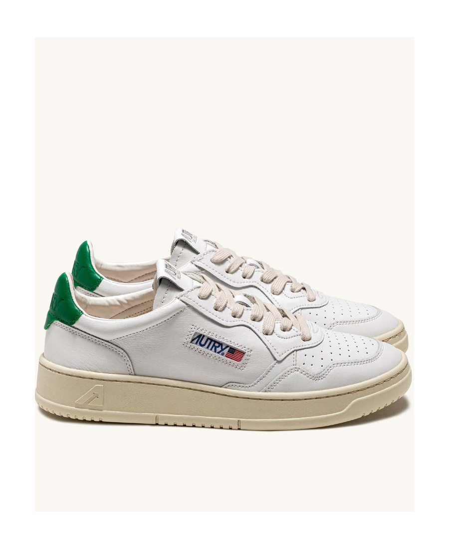 Autry Low-top Leather Sneakers With Perforated Upper And Contrasting Sole In White