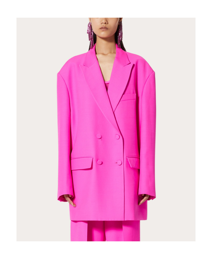 Valentino Double-breasted Wool And Silk Blazer In Pink
