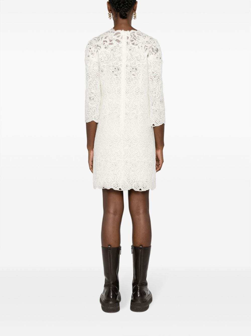 Ermanno Scervino Guipure Lace Shift Minidress In White