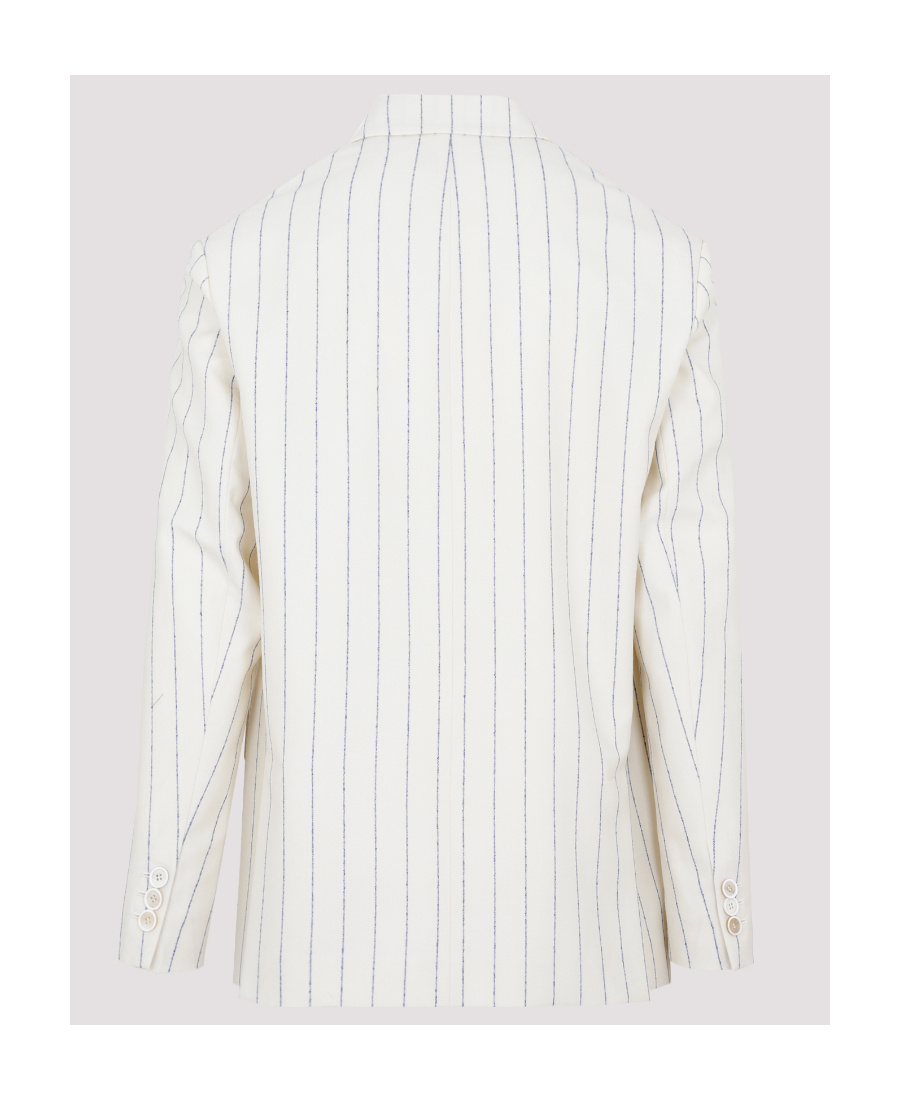 Marni Notched Lapels Striped Blazer In White