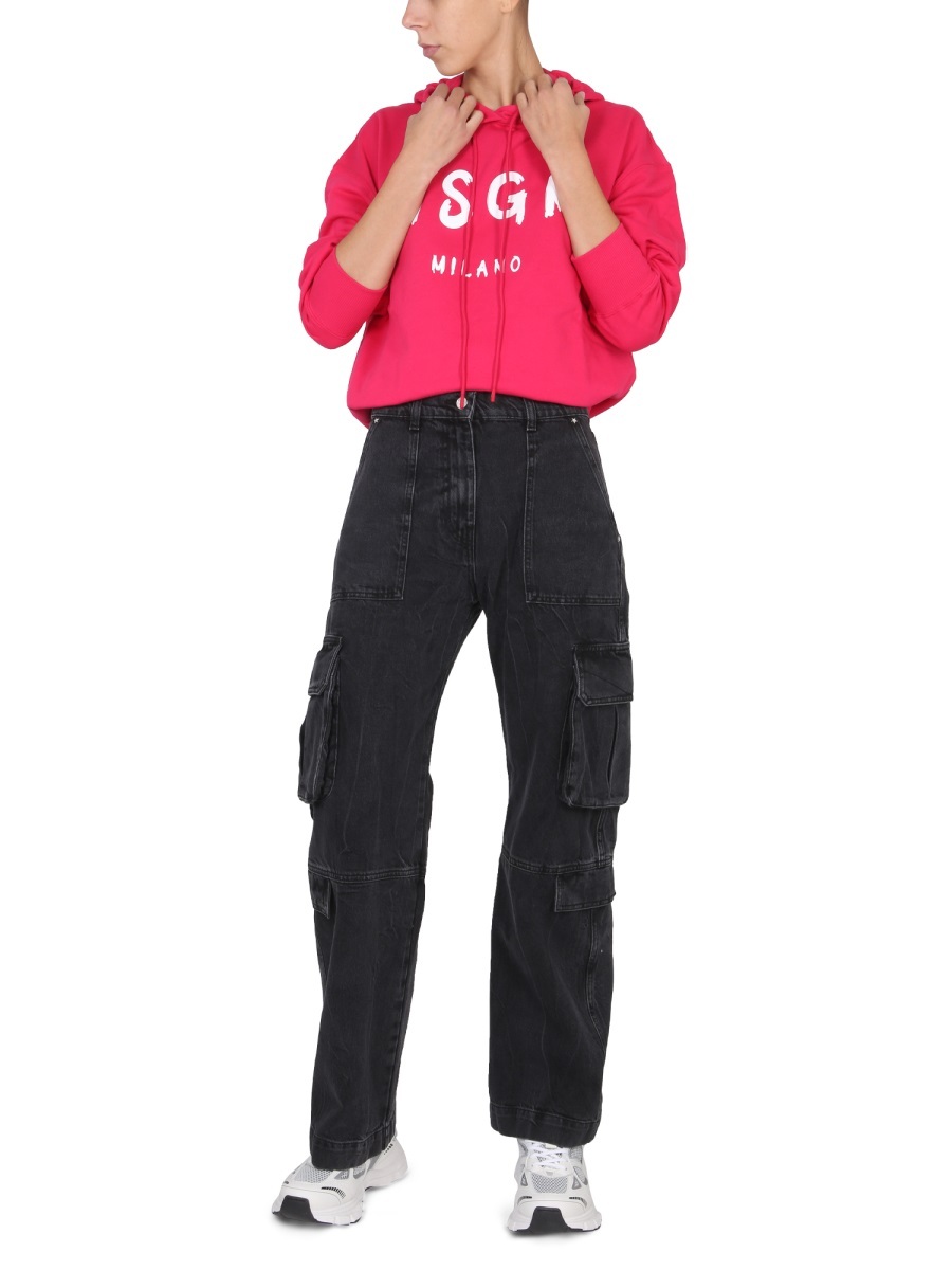 Msgm Logo-print Detail Hoodie In Red