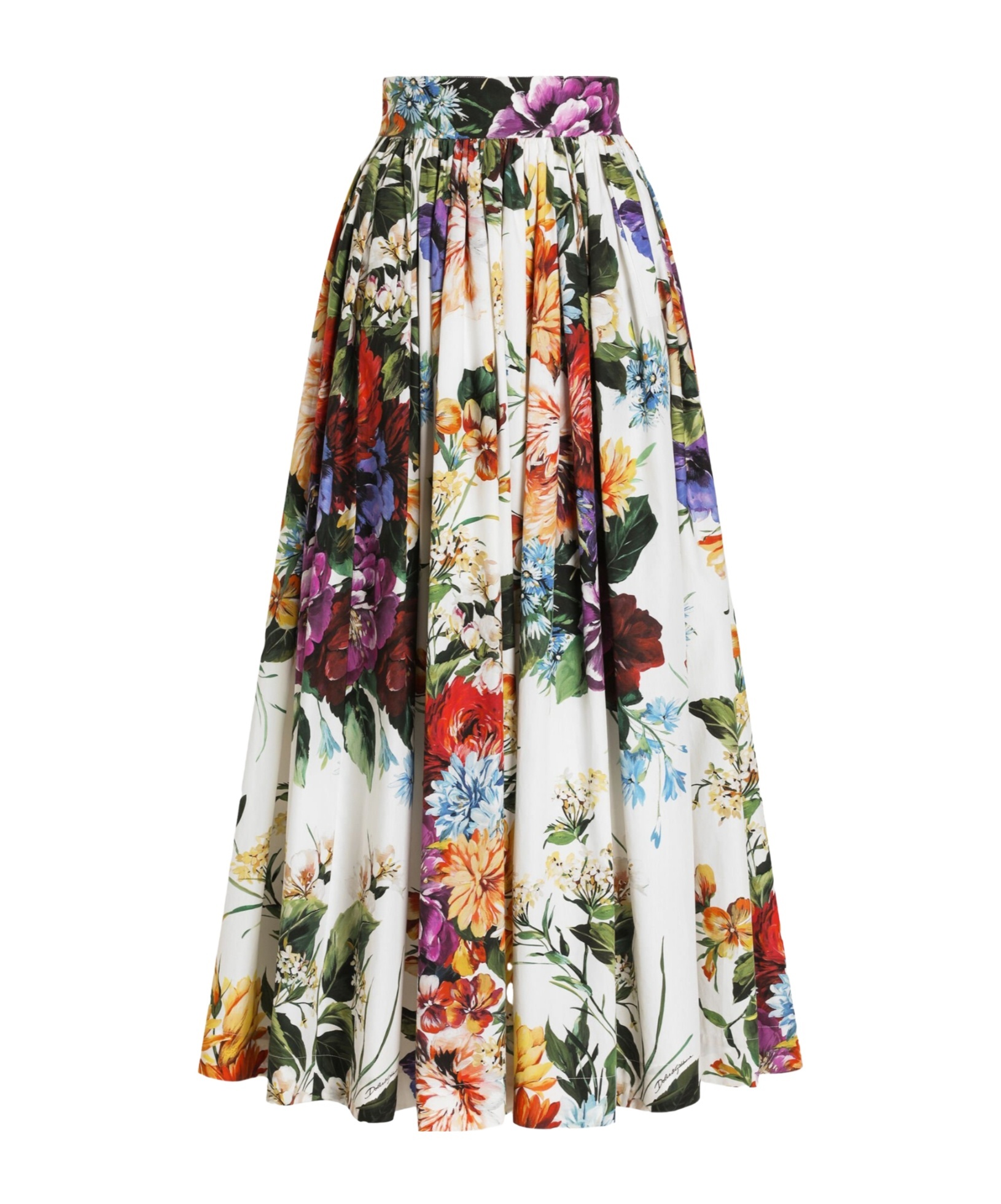 Dolce & Gabbana High-waisted Skirt With A Floral Bouquet Print In Multi