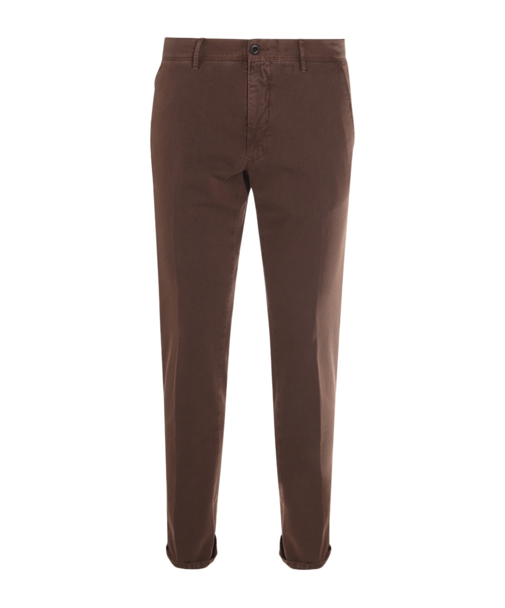 Incotex Slim Fit Trousers In Organic Stretch Tricocell In Brown