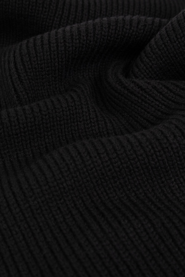 Versace Logo-patch Wool Scarf In Black