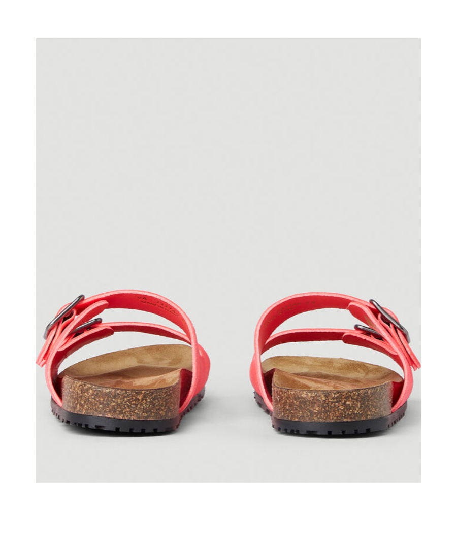Saint Laurent Jimmy Buckle Flat Sandals In Pink