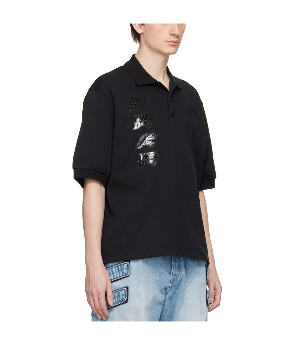 We11 Done Short-sleeved Polo Shirt In Black
