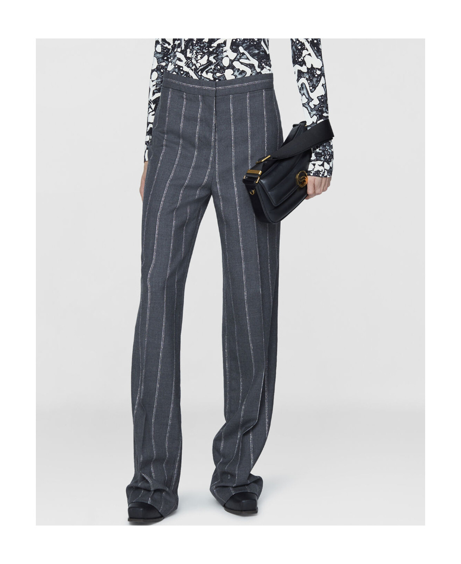 Stella Mccartney Striped Tailored Trousers In Black