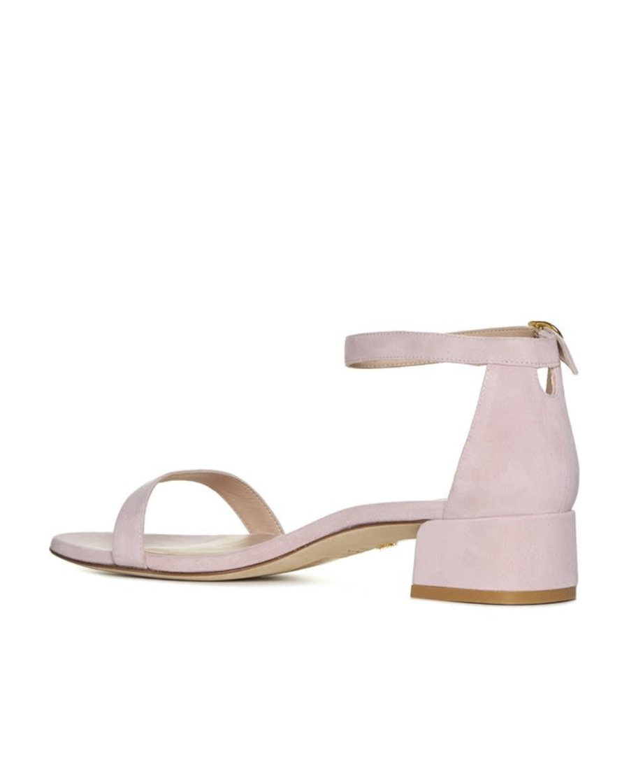 Stuart Weitzman Open-toed Buckle Low-heeled Sandals In Pink