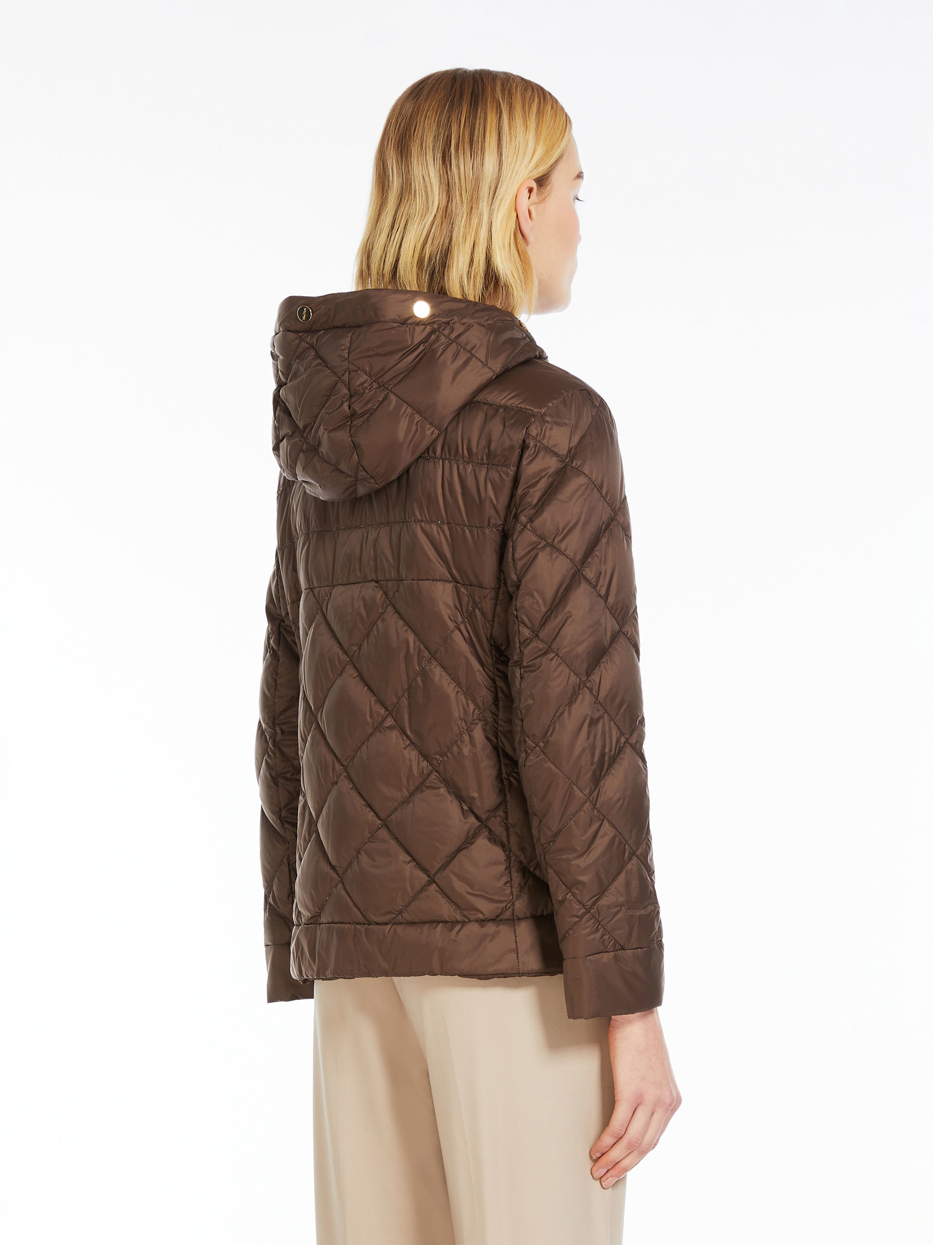 Max Mara Hooded Double-sided Down Jacket In Brown