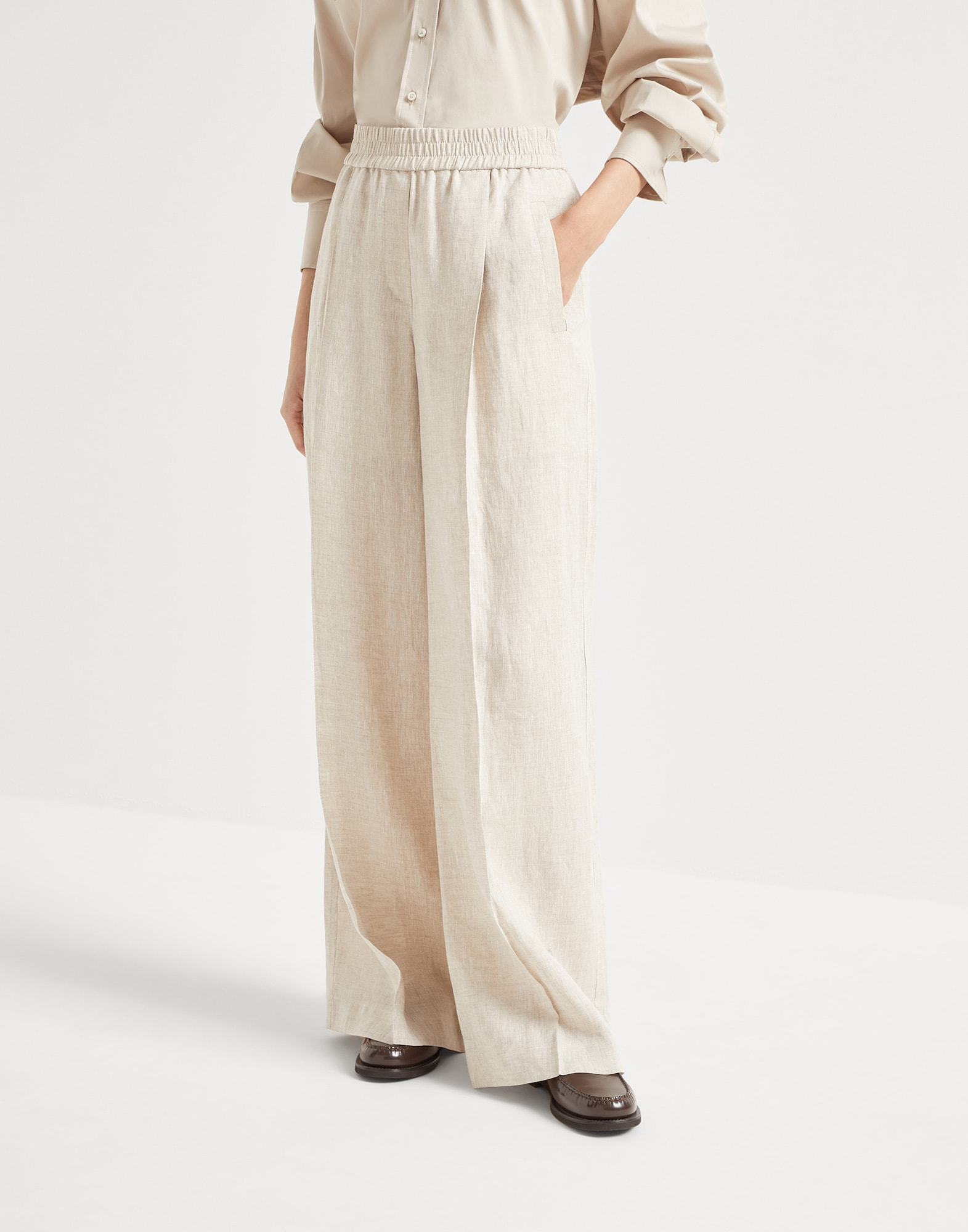 Brunello Cucinelli Linen Trousers In Nude