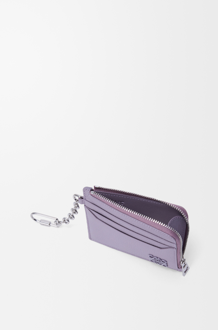 Loewe Anagram Square Coin Cardholder In Pebble Grained Calfskin In Purple