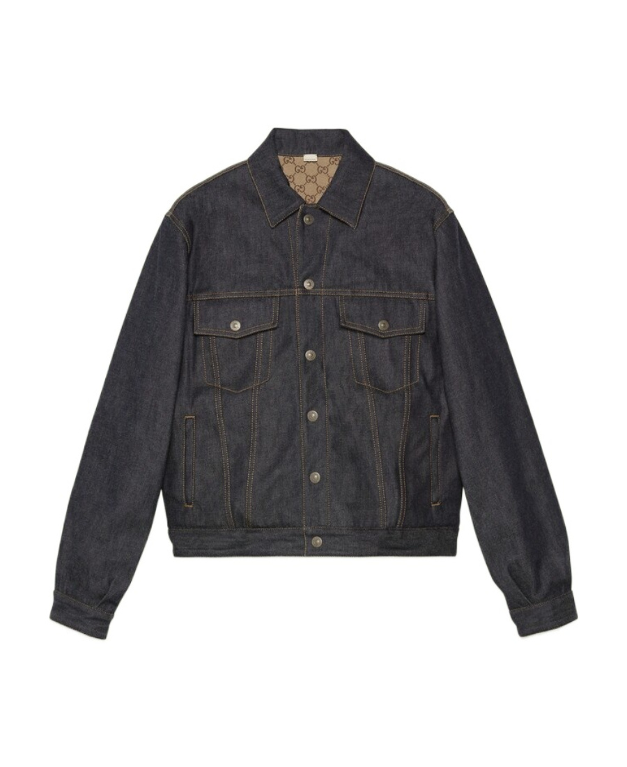 Gucci Gg Reversible Denim Jacket In Blue
