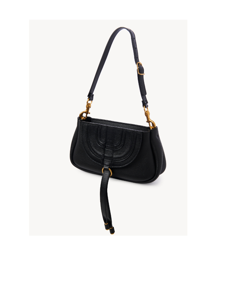 Shop Chloé Marcie Leather Shoulder Bag In Black