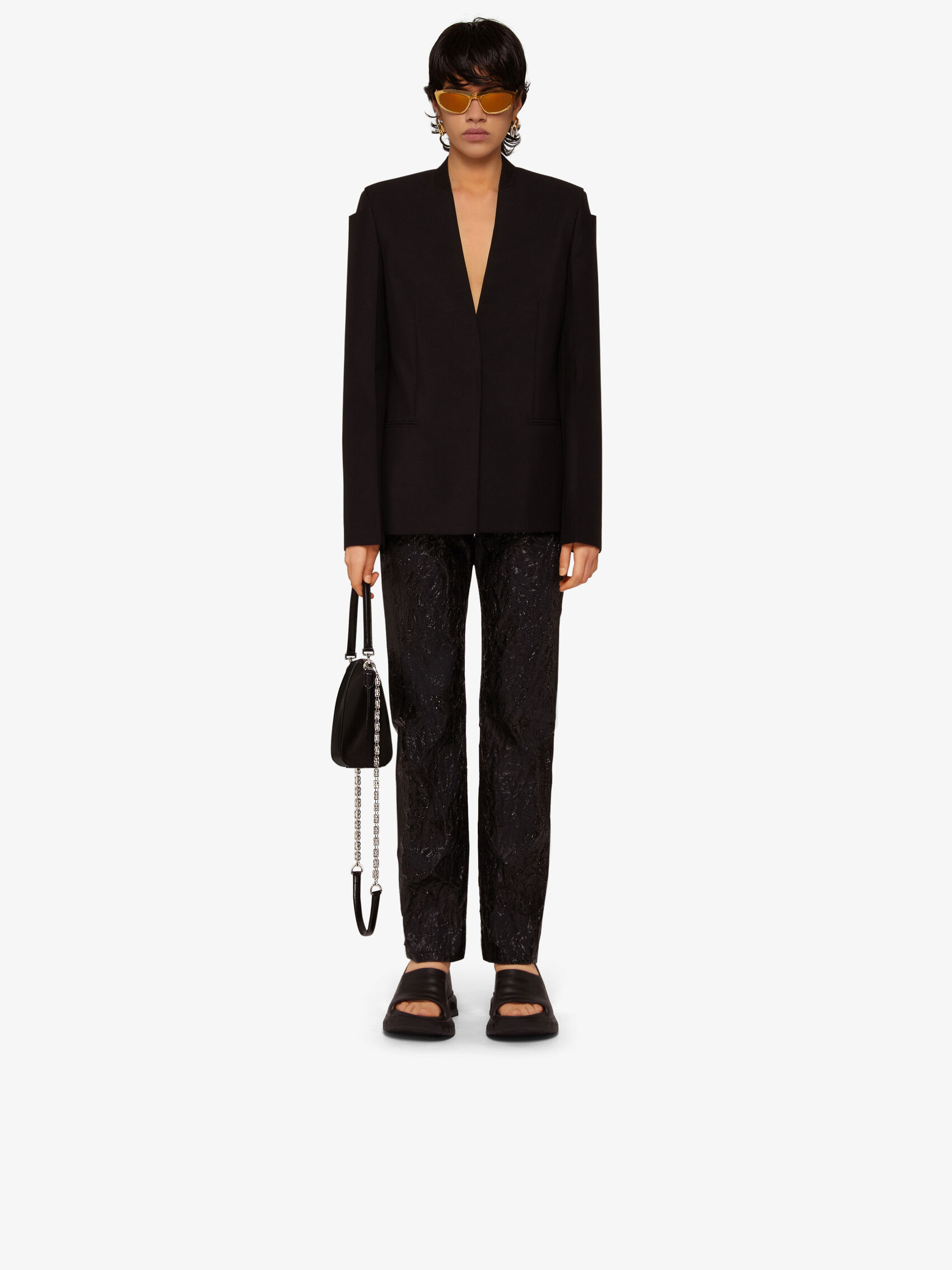Givenchy Collarless Single-breasted Jacket In Black